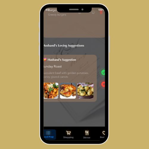 Accept or decline dinner suggestions in WifeyApp
