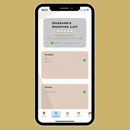 Tick Off Items in WifeyApp Shopping List
